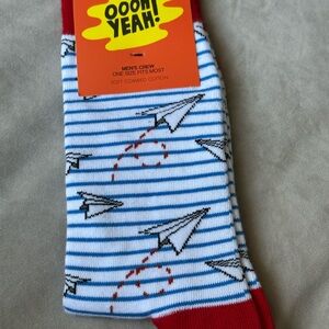 Men's Crew Socks Oooh Yeah Paper Planes Fits 10-13 New With Tag